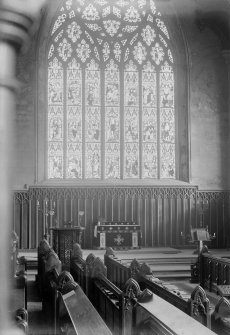 View of of altar and stained glass, Trinity College Chapel, Glenalmond.