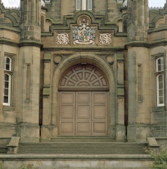 View of main entrance on N front