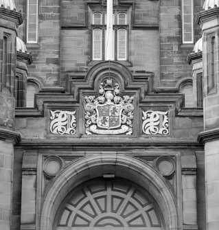 Detail of coat of arms above main entrance