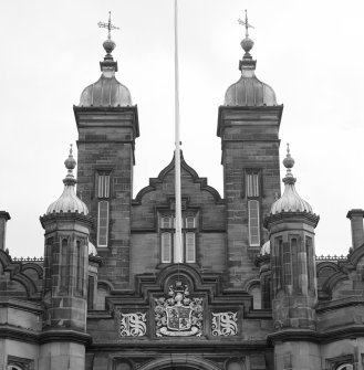 Detail of turrets above main entrance