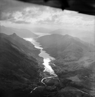 Loch Leven and Mam na Gualainn.  Oblique aerial photograph taken facing west.