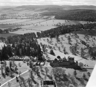 Glamis Castle.  Oblique aerial photograph taken facing south-east.