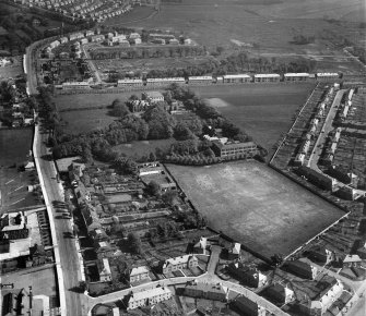 St Margaret's Convent and School, Renfrew Road, Paisley.  Oblique aerial photograph taken facing north.