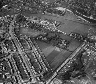 Paisley, general view, showing St Margaret's Convent and School, Renfrew Road and Netherhill Road.  Oblique aerial photograph taken facing west.