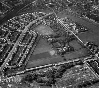 Paisley, general view, showing St Margaret's Convent and School, Renfrew Road and Netherhill Road.  Oblique aerial photograph taken facing south-west.