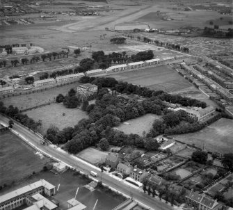 St Margaret's Convent and School, Renfrew Road, Paisley.  Oblique aerial photograph taken facing east.
