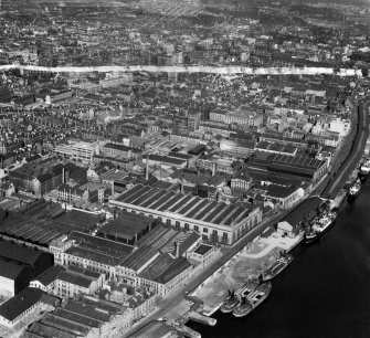 Glasgow, general view, showing Harland and Wolff Diesel Engine Works, 181 Lancefield Street and Lancefield Quay.  Oblique aerial photograph taken facing east.  This image has been produced from a crop marked negative.