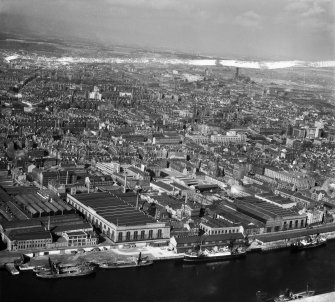 Glasgow, general view, showing Harland and Wolff Diesel Engine Works, 181 Lancefield Street and Argyle Street.  Oblique aerial photograph taken facing north.  This image has been produced from a crop marked negative.