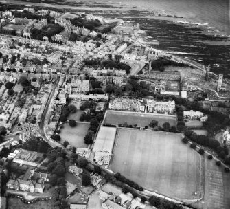 St Andrews, general view, showing St Leonard's School and St Andrews Cathedral.  Oblique aerial photograph taken facing north.