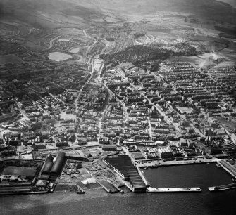 Greenock, general view, showing Nelson Street and Inverkip Street.  Oblique aerial photograph taken facing west.