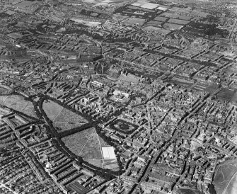 Edinburgh, general view, showing The Meadows and George Heriot's School.  Oblique aerial photograph taken facing north-west.