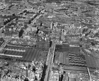 Edinburgh, general view, showing Waverley Station and General Register House.  Oblique aerial photograph taken facing north.