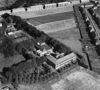 St Margaret's Convent School, Renfrew Road, Paisley.  Oblique aerial photograph taken facing east.
