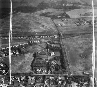 Troon, general view, showing Craigend Road and Lochgreen Golf Course.  Oblique aerial photograph taken facing east.  This image has been produced from a crop marked negative.