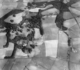 Montgomerie House Policies and Coilsfield Mains, Tarbolton.  Oblique aerial photograph taken facing east. 