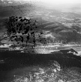 Craig Nordie and Woods of Garmaddie, Balmoral Estate.  Oblique aerial photograph taken facing north.  This image has been produced from a damaged negative.