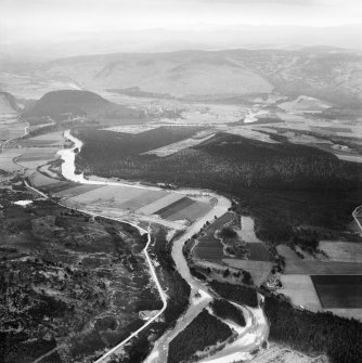 Dalliefour Wood and River Dee, Balmoral Estate.  Oblique aerial photograph taken facing east.