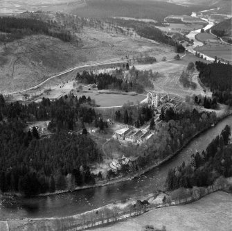 Balmoral Castle, Balmoral Estate.  Oblique aerial photograph taken facing south-west.