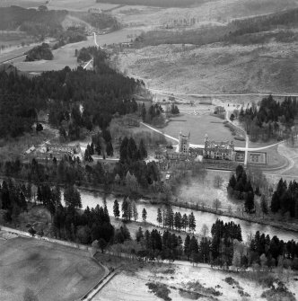 Balmoral Castle, Balmoral Estate.  Oblique aerial photograph taken facing south.