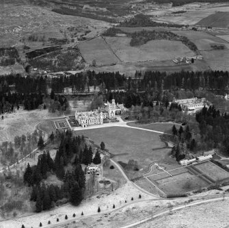 Balmoral Castle, Balmoral Estate.  Oblique aerial photograph taken facing north.