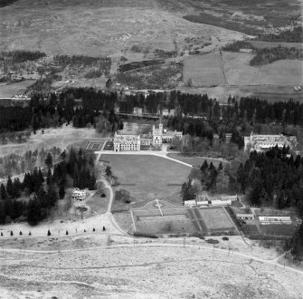 Balmoral Castle, Balmoral Estate.  Oblique aerial photograph taken facing north.