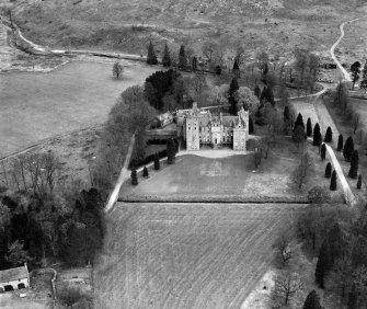 Aboyne Castle.  Oblique aerial photograph taken facing north.