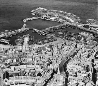 Peterhead Harbour.  Oblique aerial photograph taken facing east.