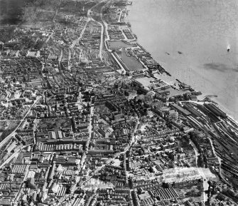 Dundee, general view, showing The Houff and Camperdown Street.  Oblique aerial photograph taken facing east. 