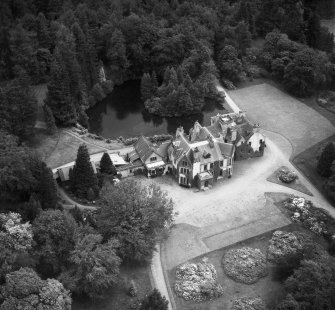 Knockespock House, Clatt.  Oblique aerial photograph taken facing north.