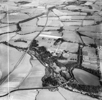 Clifton Hall, Newbridge and Almond Aqueduct, Union Canal.  Oblique aerial photograph taken facing east.  This image has been produced from a crop marked negative.