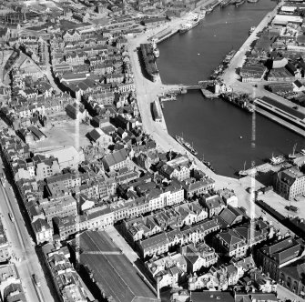 Aberdeen, general view, showing Douglas Hotel, Market Street and Upper Dock.  Oblique aerial photograph taken facing east.  This image has been produced from a crop marked negative.