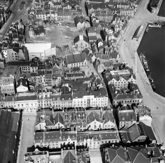 Aberdeen, general view, showing Douglas Hotel, Market Street and Trinity Quay.  Oblique aerial photograph taken facing north-east.  This image has been produced from a crop marked negative.
