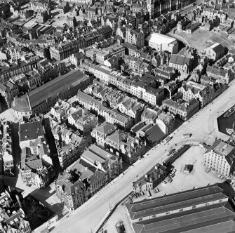 Aberdeen, general view, showing Waverley Hotel, Guild Street and Aberdeen Market.  Oblique aerial photograph taken facing north.