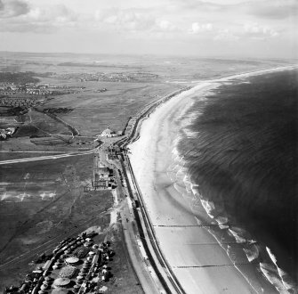 Aberdeen, general view, showing Amusement Park, Esplanade and King's Links Golf Course.  Oblique aerial photograph taken facing north.