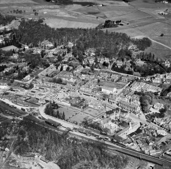 Pitlochry, general view, showing Fisher's Hotel, Atholl Road and Strathview Terrace.  Oblique aerial photograph taken facing north.