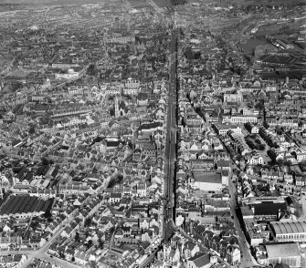 Aberdeen, general view, showing Union Street and St Mary's Roman Catholic Cathedral, Huntly Street.  Oblique aerial photograph taken facing east.