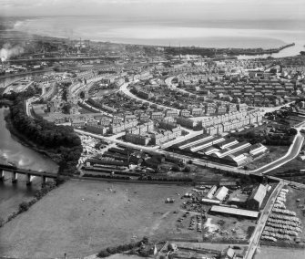 Aberdeen, general view, showing A and G Paterson Ltd. Craiginches Saw Mills and Oscar Road.  Oblique aerial photograph taken facing north-east.