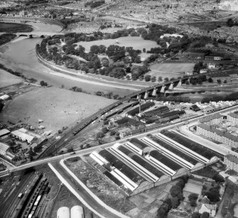 Aberdeen, general view, showing A and G Paterson Ltd. Craiginches Saw Mills and Harpers Ltd. Craiginches Ironworks.  Oblique aerial photograph taken facing west.