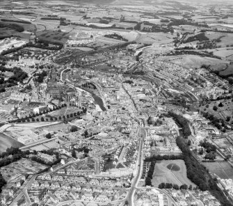 Hawick, general view, showing Loan and Teviot Road.  Oblique aerial photograph taken facing north-east.