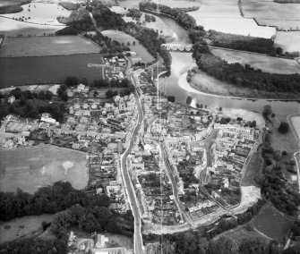 Coldstream, general view, showing High Street and Coldstream Bridge.  Oblique aerial photograph taken facing north-east.