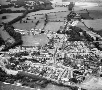 Coldstream, general view, showing Home Park and Duns Road.  Oblique aerial photograph taken facing north-west.
