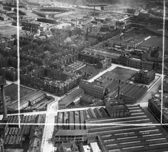 Glasgow, general view, showing David and John Anderson Ltd. Atlantic Mills, Walkinshaw Street and Dunn Street.  Oblique aerial photograph taken facing north-east.  This image has been produced from a crop marked negative.