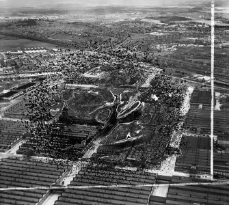 Rolls Royce Aero Engine Factory, Montrose Avenue, Hillington Industrial Estate, Renfrew.  Oblique aerial photograph taken facing south-east.  This image has been produced from a damaged and crop marked negative.