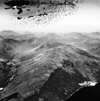 Beinn Dubh and Doune Hill, Loch Lomond.  Oblique aerial photograph taken facing west.  This image has been produced from a damaged negative.