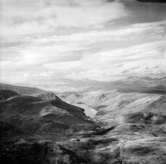 Meall Buidhe and Loch Beannacharain, Strathconon Forest.  Oblique aerial photograph taken facing north-west.