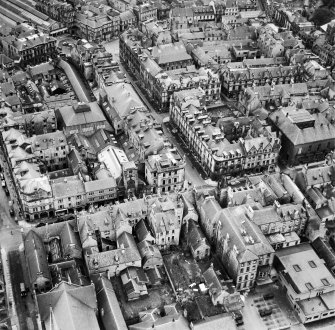 Inverness, general view, showing Douglas Hotel, Union Street and St John's Church, Church Street.  Oblique aerial photograph taken facing east.
