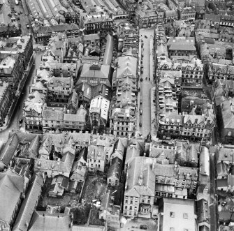 Inverness, general view, showing Douglas Hotel, Union Street and St John's Church, Church Street.  Oblique aerial photograph taken facing north-east.