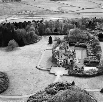 Crawfordton House School, Moniaive.  Oblique aerial photograph taken facing south.