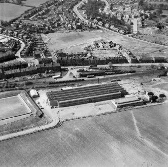 Glasgow, general view, showing Hoover (Electric Motors) Ltd. Cambuslang Works, Somervell Street and Duke's Road.  Oblique aerial photograph taken facing west.