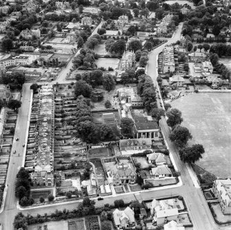 Edinburgh, general view, showing William Younger and Co. Ltd. Artesian Wells, Grange Loan and Grange Terrace.  Oblique aerial photograph taken facing west.  This image has been produced from a crop marked negative.